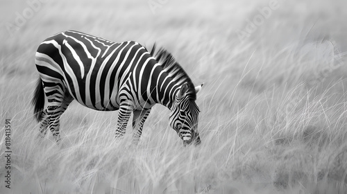 A zebra grazing peacefully on the savannah