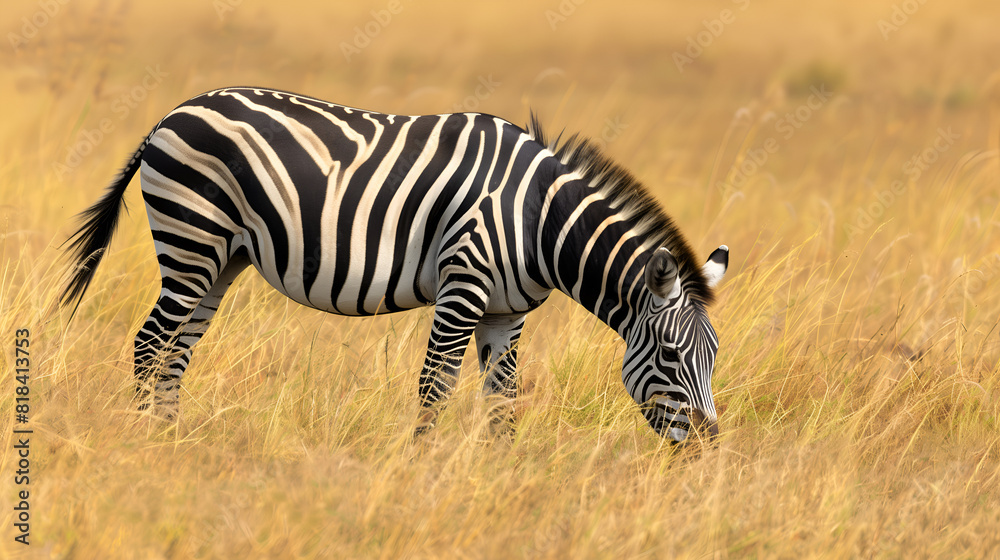A zebra grazing peacefully on the savannah A zebra grazing peacefully on the savannah