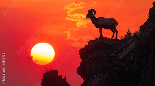 A ram standing proudly on a rocky cliff edge
