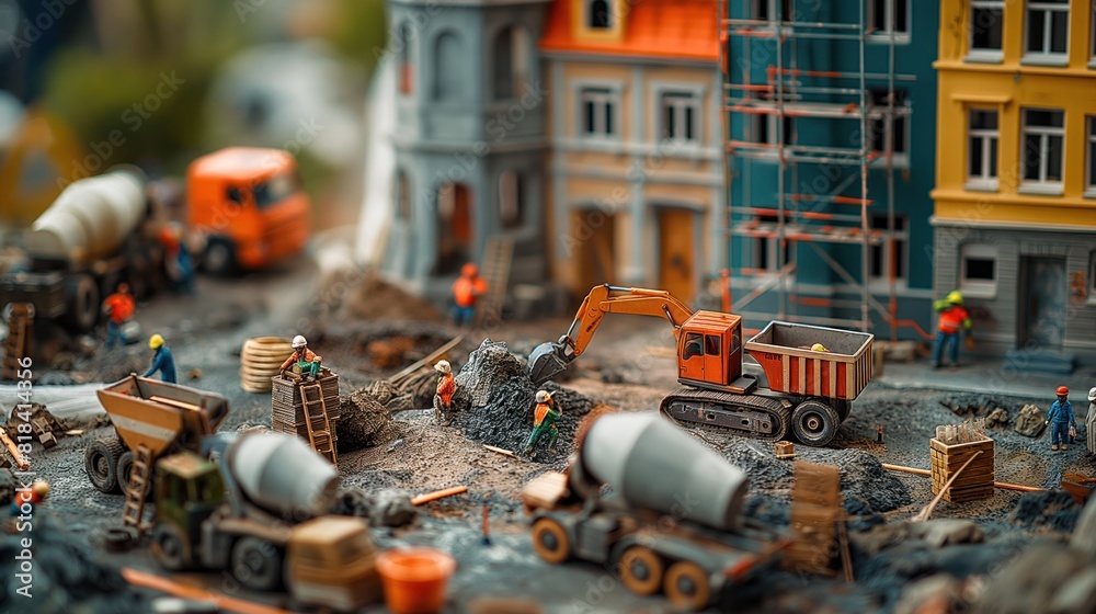 Fototapeta premium Miniature Construction Site Diorama