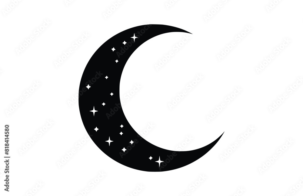 Naklejka premium moon icon flat vector illustration.