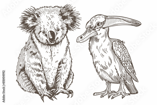 Wallpaper Mural vector world wild animals, mammals, fish, reptiles, and birds. Rare animals. Funny flat characters, good for banners, prints, patterns, infographics, children's book illustrations etc generated ai Torontodigital.ca