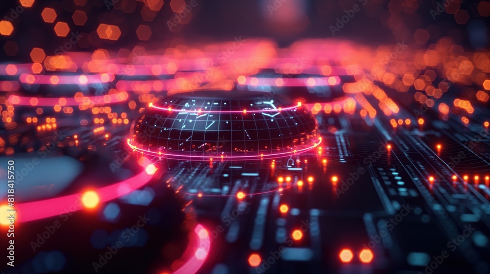 Futuristic Circuit Board with Glowing Nodes Futuristic Circuit Board with Glowing Nodes