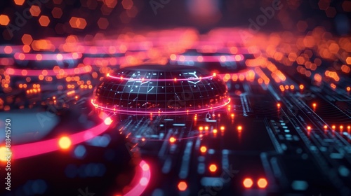 Futuristic Circuit Board with Glowing Nodes
