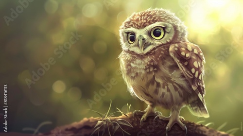 cute bird little owl.Little Owl / Athene noctua photo