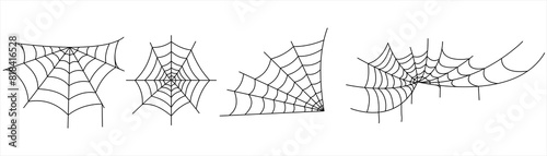 black spider web silhouette isolated on white background