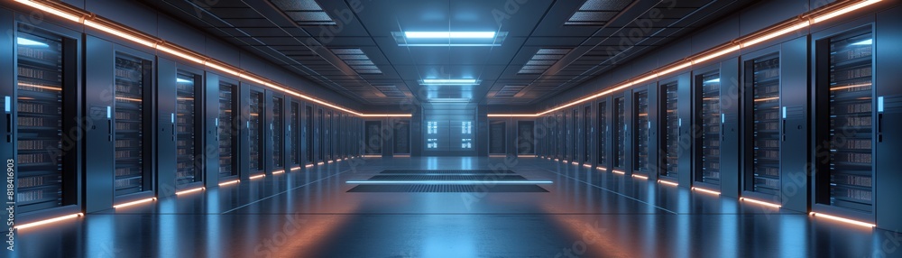 Modern Datacenter with Advanced Server Infrastructure and Lighting Modern Datacenter with Advanced Server Infrastructure and Lighting