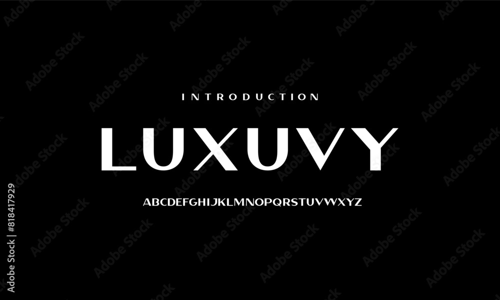Fototapeta premium Sans serif typography font vector. Modern clean elegant character set. Creative alphabet simple typeface. Digital letter type style. Logo art banner poster flyer billboard text graphic design