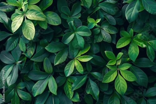 Green leaves pattern background, Natural background and wallpaper - generative ai © Nia™