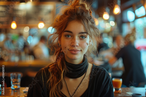 A networking event in a bustling city venue, where professionals connect and exchange business cards amid lively conversations and music.  Generative Ai.