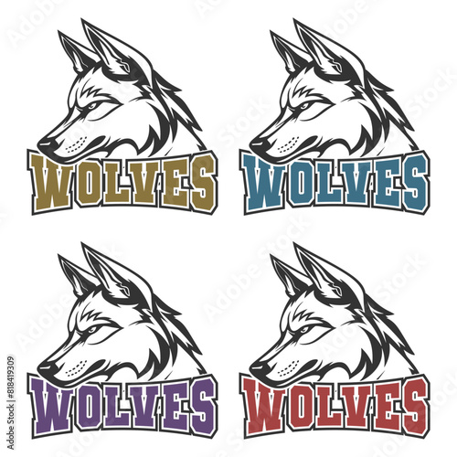 Wolves Illustration Clip Art Design Shape. Mascot Silhouette Icon Vector.