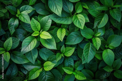 Green leaves pattern background, Natural background and wallpaper - generative ai