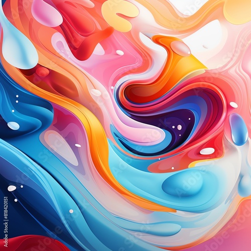 An abstract painting with vibrant colors and a sense of movement