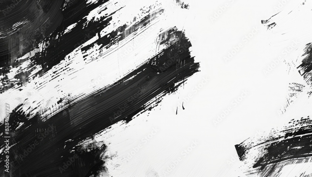 Abstract white background with grunge brush strokes and black ink borders, space for text or design.