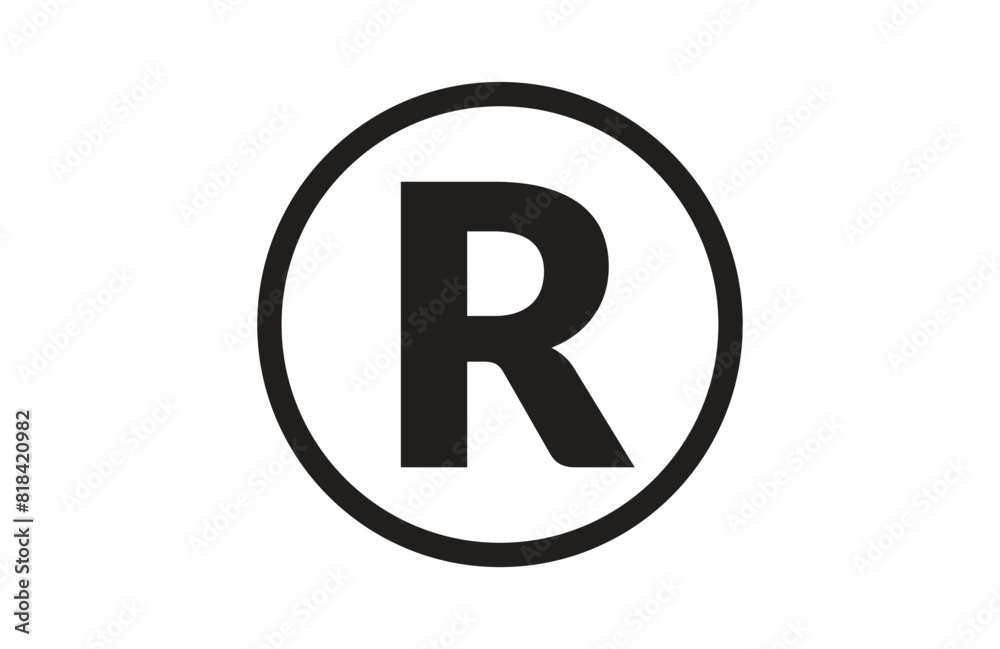 Registered Trademark symbol isolated black vector illustration Registered Trademark symbol isolated black vector illustration