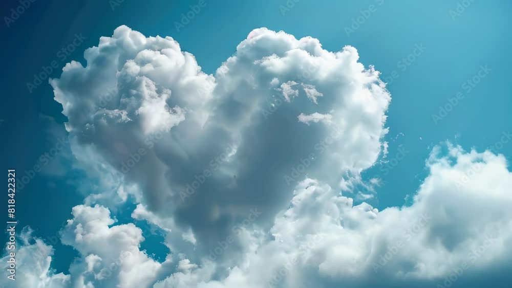 Heart-shaped cloud in blue sky Heart-shaped cloud in blue sky