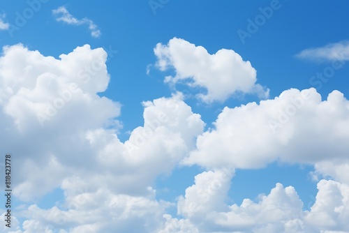 White clouds against blue sky background