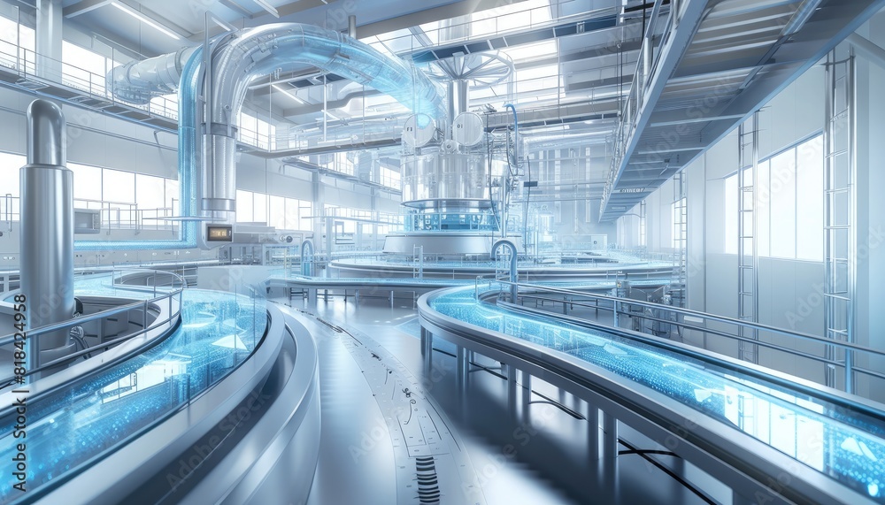 Fototapeta premium Modern milk processing facility, ensuring quality and efficiency in production. 🥛🏭 #ScaleMilk #Efficiency