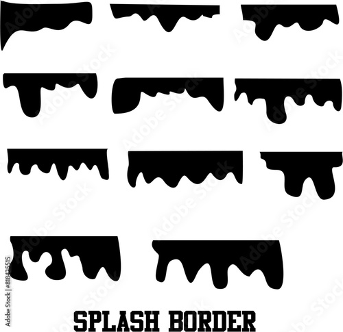 splash border black white ink Vector illustration 