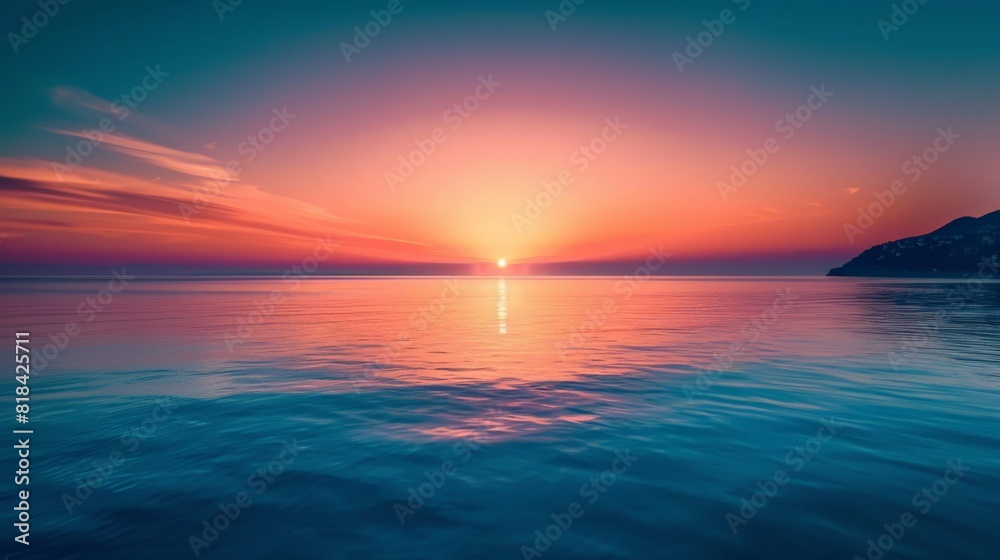 Fototapeta premium A simple yet powerful minimalist sunrise over a calm sea