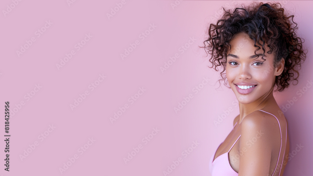 Afro woman with smooth skin for skincare product beauty salon and spa