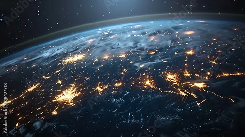 Glowing network lines on Earth depicting global connectivity
