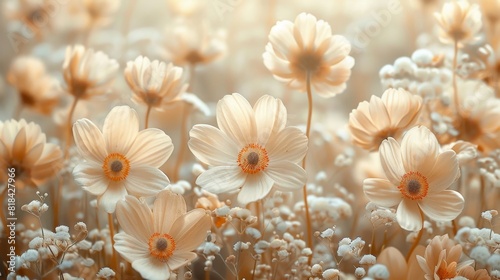 Close-up of bright white summer flowers. Background of flowers