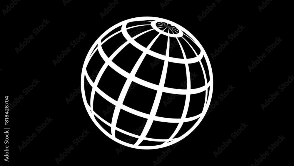 world globe icon rotation animation line, planet