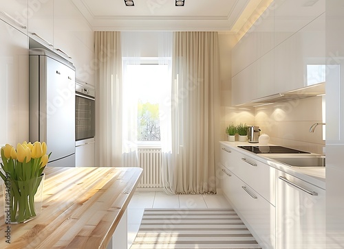 modern kitchen interior in light colors