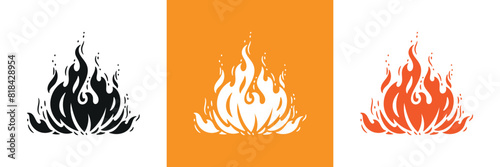 Fire Flame. Campfire. Hand drawing. Vector illustration.