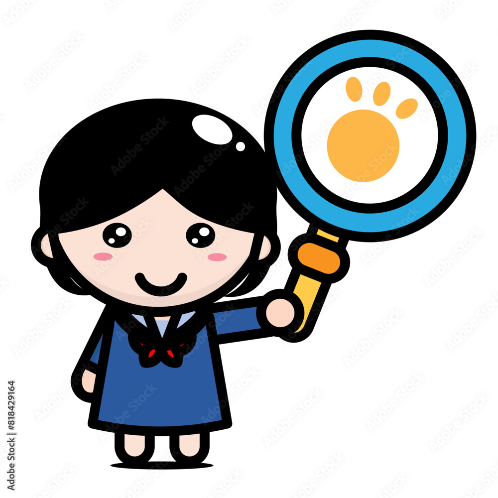 illustration of a female student with a magnifying glass illustration of a female student with a magnifying glass