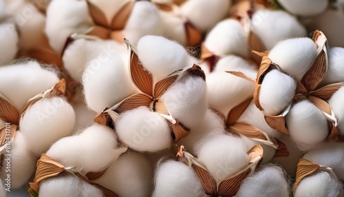 Cotton Bolls Close-Up on Cotton Plant photo