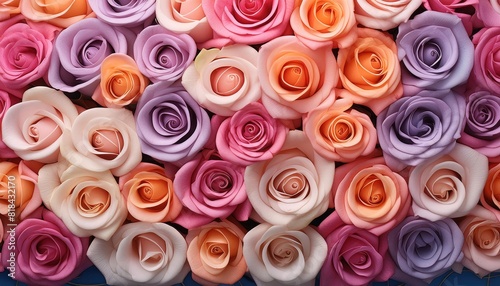 Colorful Rose Bouquet in Close-Up View