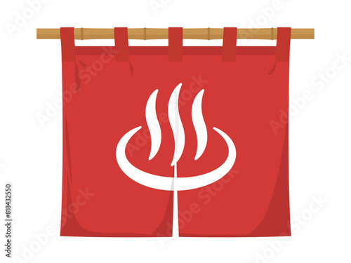 温泉の暖簾ベクターイラスト赤