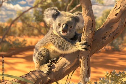 a cute koala in the desert
