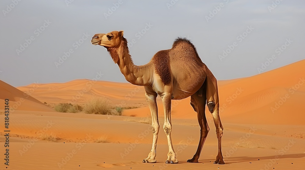 Photograph of a Saudi Arabian man with a tall camel in the desert at sunset Ai Image Photograph of a Saudi Arabian man with a tall camel in the desert at sunset Ai Image