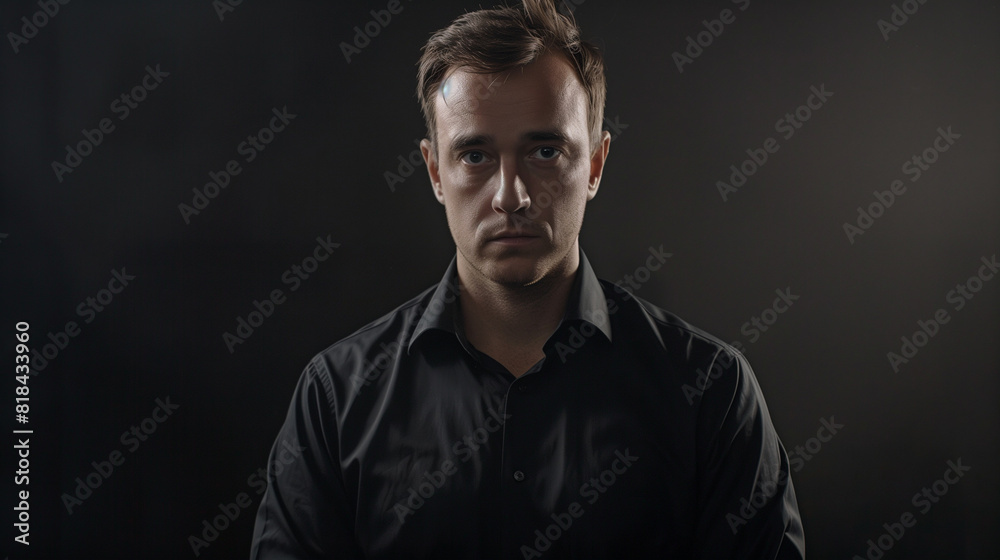 portrait of a man in black shirt portrait of a man in black shirt