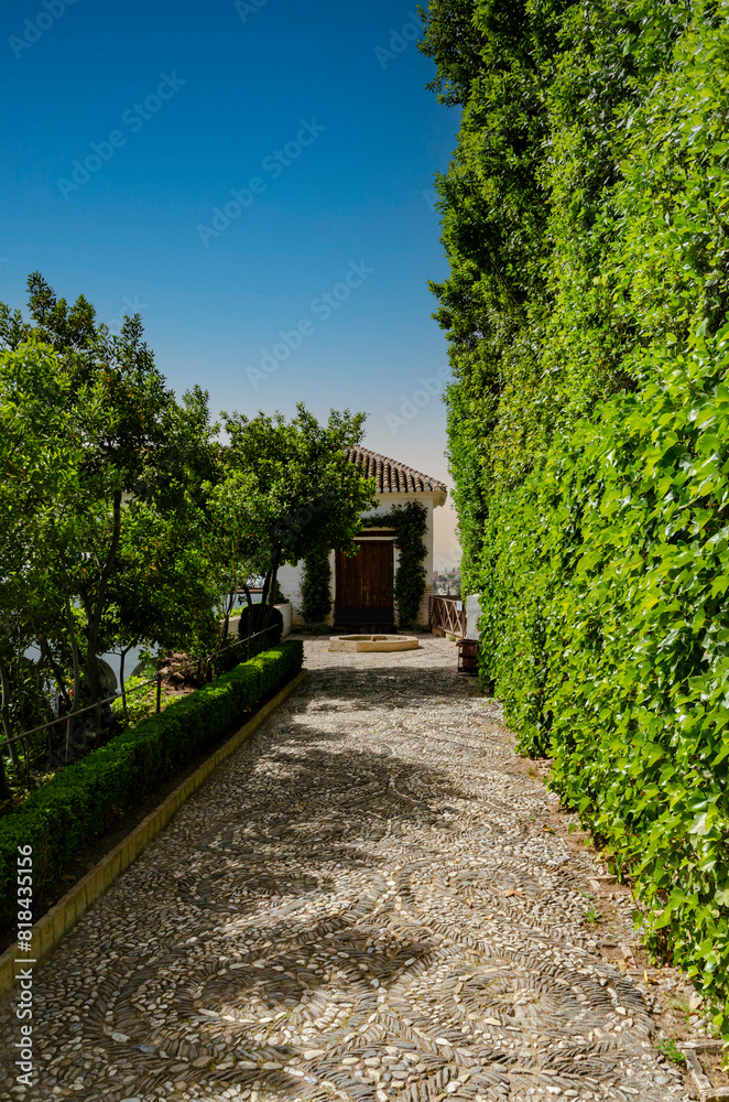 View of the Alhambra gardens in Granada Spain View of the Alhambra gardens in Granada Spain