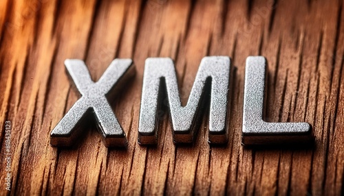 XML Letters on Wooden Background photo
