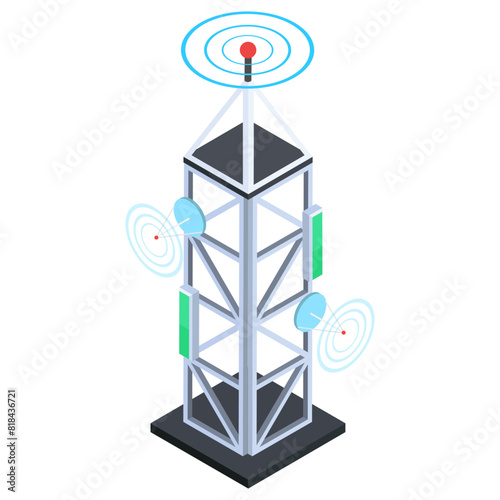 Isometric Cell Tower Icon