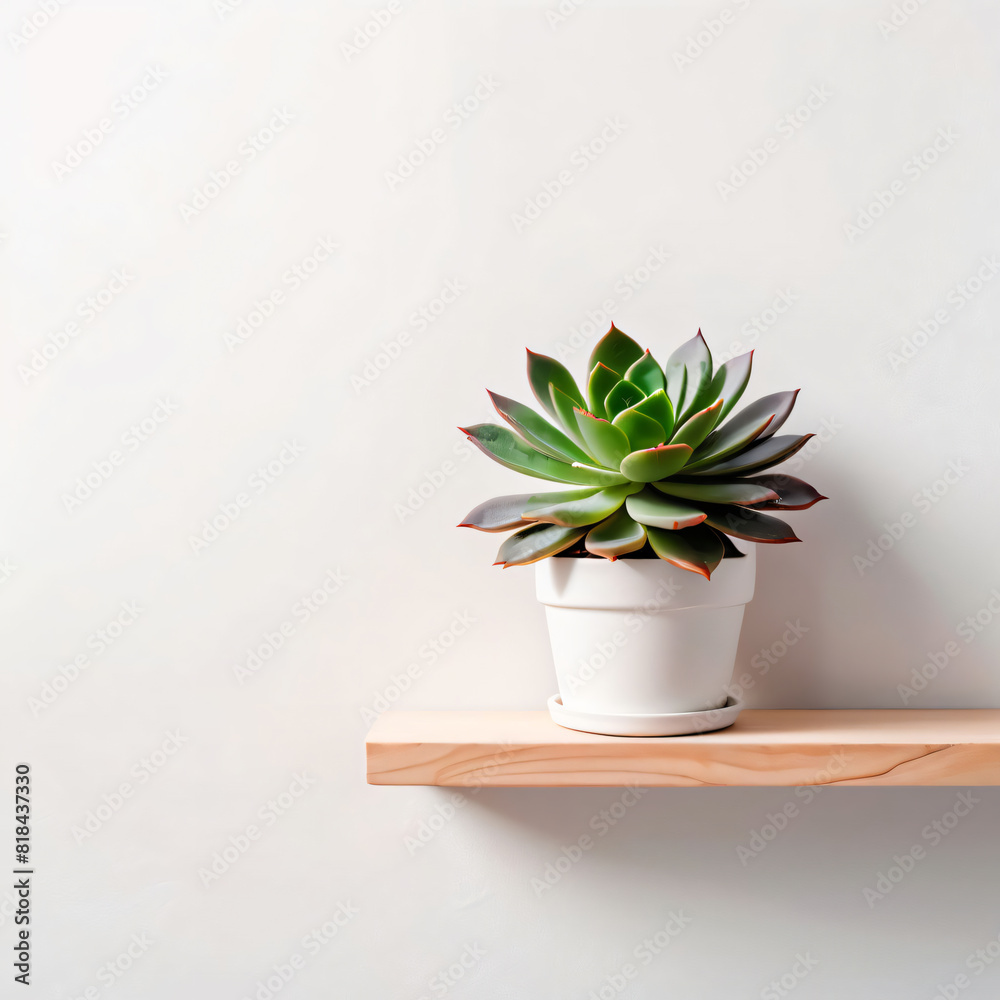 succulent plant on the shelf against empty wall mockup succulent plant on the shelf against empty wall mockup