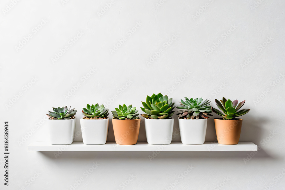 Obraz premium succulent plant on the shelf against empty wall mockup