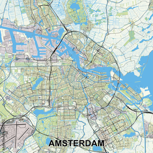 Amsterdam  Netherlands map poster art