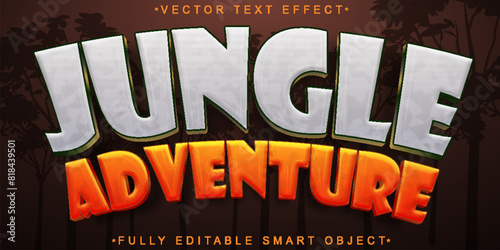 Cartoon Orange and White Jungle Adventure Vector Fully Editable Smart Object Text Effect photo