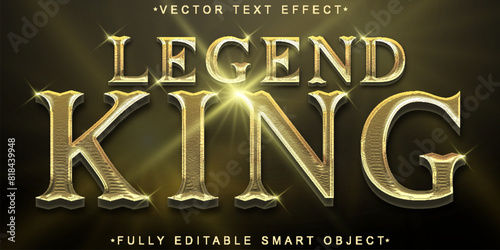 Shiny Gold Legend King Vector Fully Editable Smart Object Text Effect
