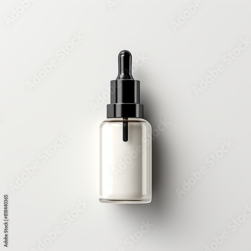 A bottle of perfume is sitting on a white background