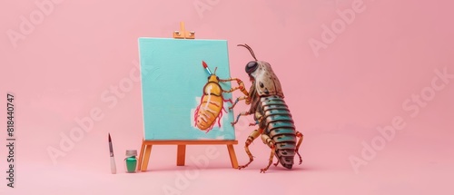 A millipede dressed as an artist photo