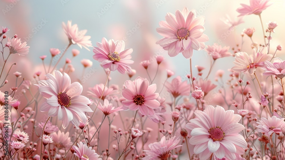 Close-up of bright pink summer flowers. Background of flowers