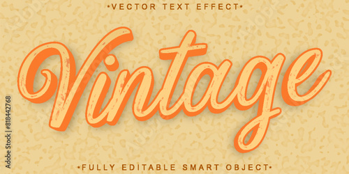 Brown Oldest Vintage Vector Fully Editable Smart Object Text Effect photo