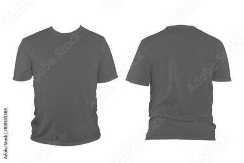 Dark gray t-shirt with round neck, collarless and sleeves.
